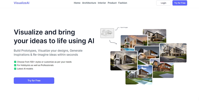 VisualizeAI - Convert wireframes or sketches into renders in seconds