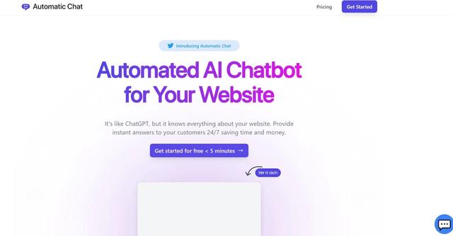 Automatic Chat - AI chatbot for websites offering instant answers and 24/7 customer support