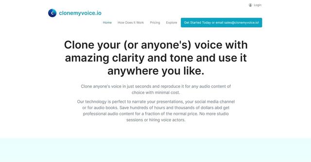 Clonemyvoice.io - Clone your voice instantly and surprise your loved ones with the most realistic voice imitation ever.