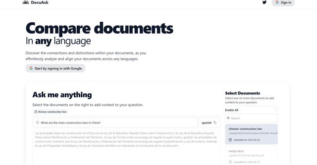 DocuAsk - Analyzed and aligned documents using Q&A platform.