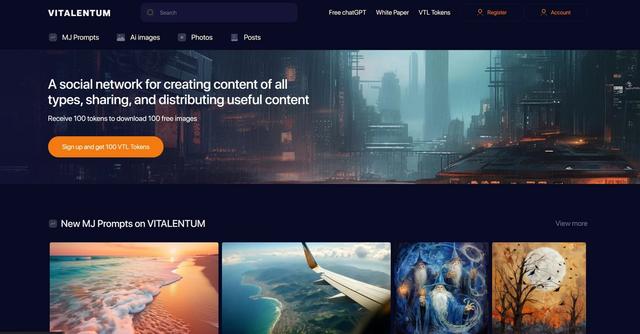 Vitalentum - The ultimate content creation hub with free ChatGPT, AI-powered imagery, and a community platform for sharing creativity.