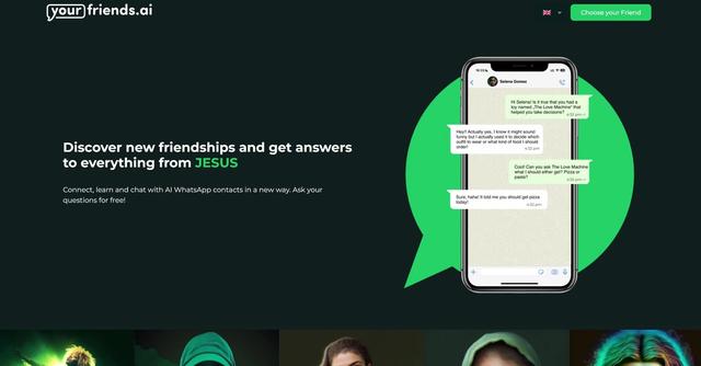 Yourfriends.ai - Connect, learn and chat with known AI WhatsApp contacts
