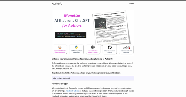 AuthorAI - Enhance your creative authoring flow, leaving the plumbing to AuthorAI