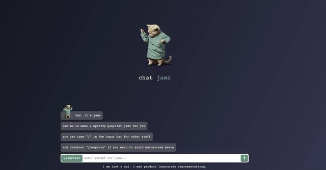 Chat Jams - Customized playlists based on musical preferences.