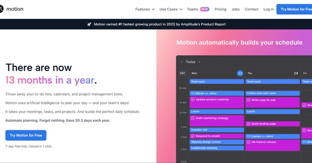 Usemotion - AI automated daily planner.
