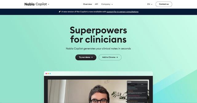 Nabla - Nabla is a powerful care platform that leverages machine learning to revolutionize patient relationships and streamline clinical documentation.