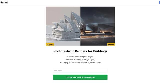 ReRender AI - Fast, photorealistic rendering for architectural projects in various design styles.