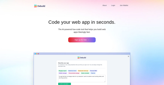 Debuild - Create web apps quickly with ease.