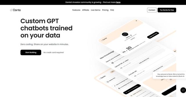 Dante AI - Custom GPT chatbots trained on your data