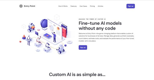 Entry Point - Entry Point is a game-changing platform that enables businesses to fine-tune AI models without any code.