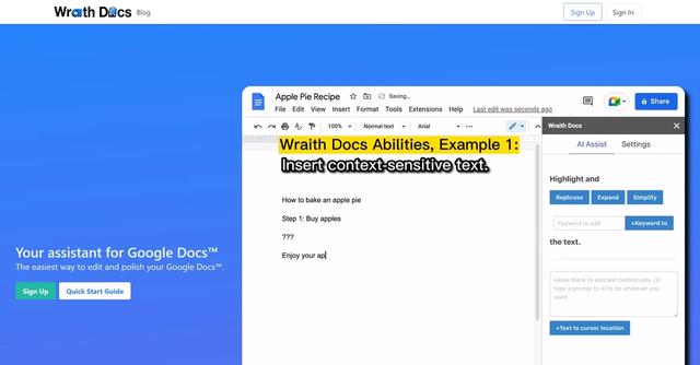 Wraith Docs - Google Docs automated writing.