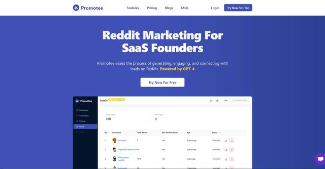 Promotee - Promotee is a Reddit marketing tool that automates lead generation, engagement, and connection processes.
