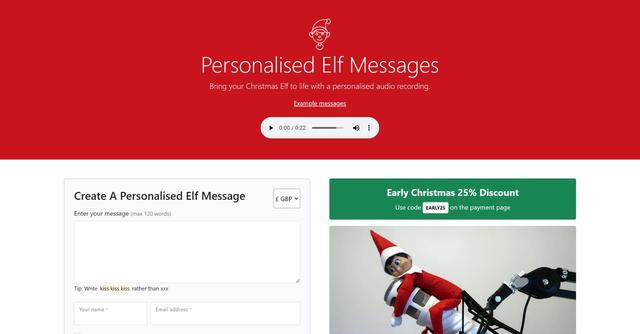 Elf Messages - Personalized audio message service that brings Christmas Elves to life.