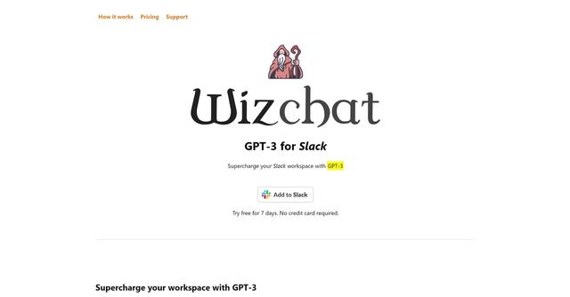 Wiz.chat - AI-powered chatbot for Slack that leverages GPT-3 technology to enhance workspace productivity.