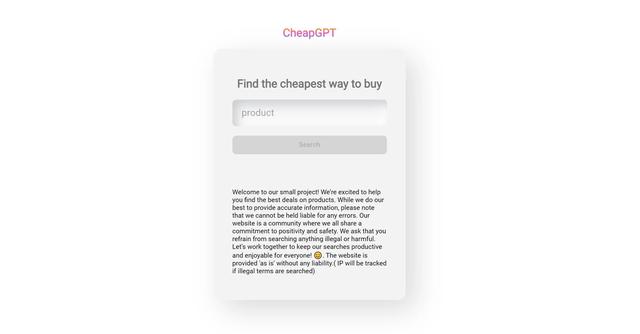 CheapGPT - Finds cheapest products on website.