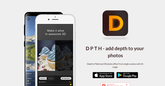 DPTH - DPTH is a mobile photo editing app that utilizes AI technology to add a realistic Depth Of Field and 3D photo effect to images.