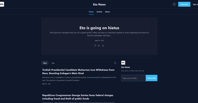 Eto News - News curation and consumption.