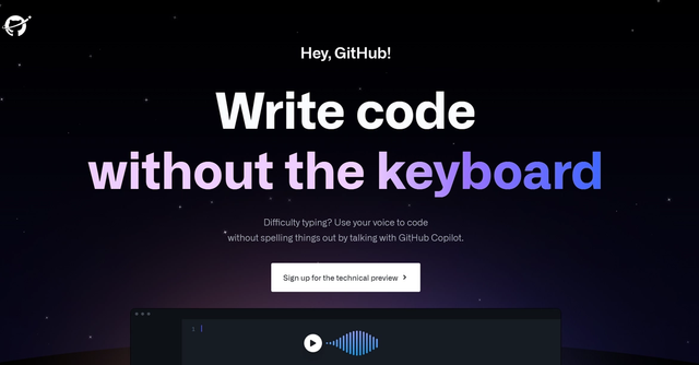 Hey, GitHub! - Voice-to-code tool helps you code without typing, using GitHub Copilot.