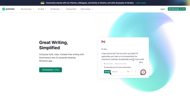 Grammarly - Grammarly's new AI-powered application provides suggestions too
