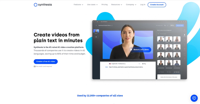 Synthesia - Create AI videos from text. Easy, cheap, scalable. Human presenters. Free demo.