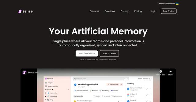 Sense - Sense is a tool designed to convert work chaos into sensible order by creating a single source of truth for teams.