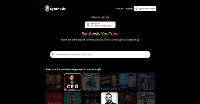 Synthesis Youtube - Web-based video segment search engine for podcasts.