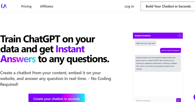Instantanswers - Customizable chatbots with real-time responses builder.