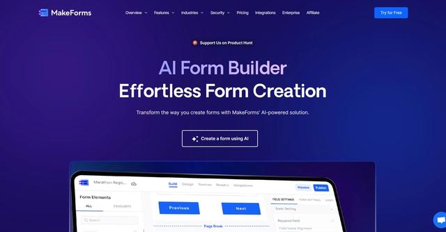 MakeForms.io - Transform the way you create forms with MakeForms' AI-powered solution.