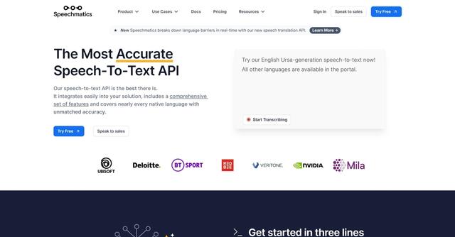 Speechmatics - Speechmatics is a speech-to-text technology that accurately converts audio files into text, enabling users to search, analyze, and organize their audio content effectively.