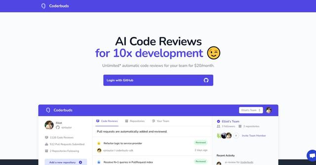 Coderbuds - Coderbuds is a code review tool that automates the code review process, providing feedback and recommendations to developers