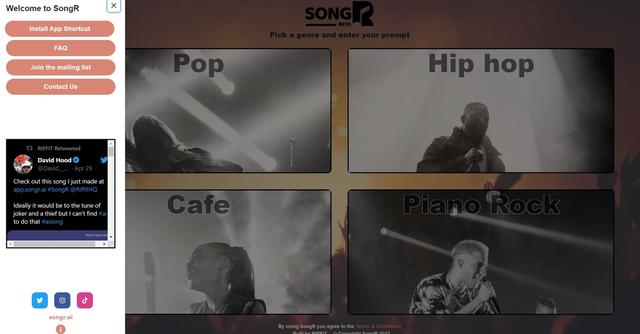 SongR - Generate fully-produced custom songs from just a simple text prompt.
