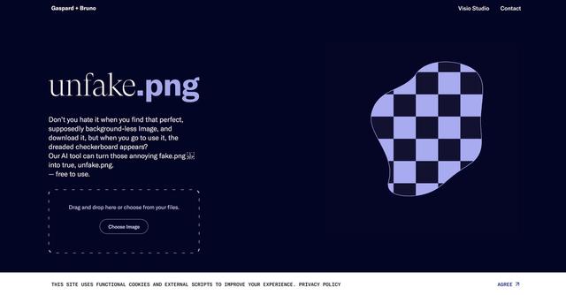 Unfake.png - Unfake.png by Gaspard+Bruno is an AI-powered tool that converts fake.png images into true background-less .png files.