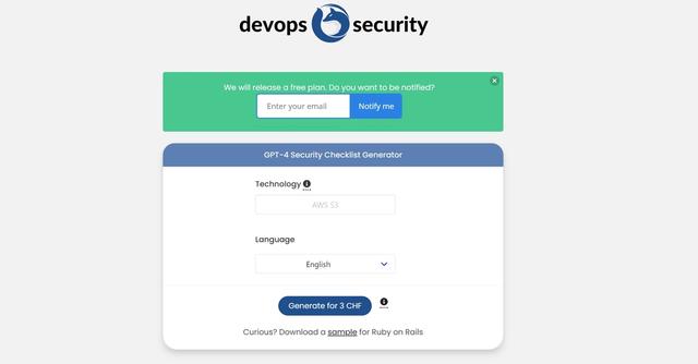 Devops Security - Customizable Security Checklist Generator for Software Development Projects