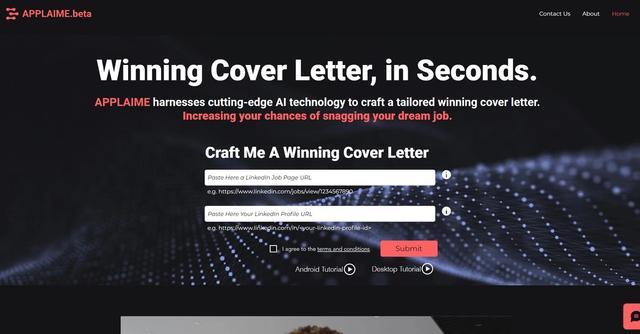 Applaime - Winning Cover Letter, in Seconds