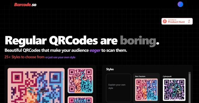 Barcode.so - Beautiful AI QRCodes that make your audience would love