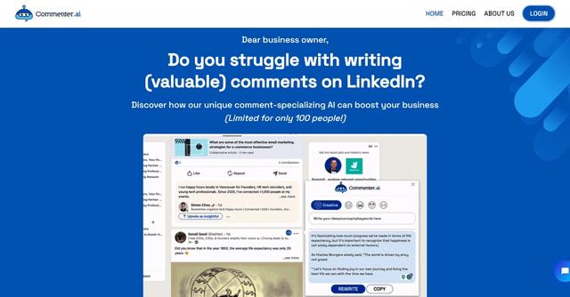Commenter.ai - Generating LinkedIn comments more efficiently.