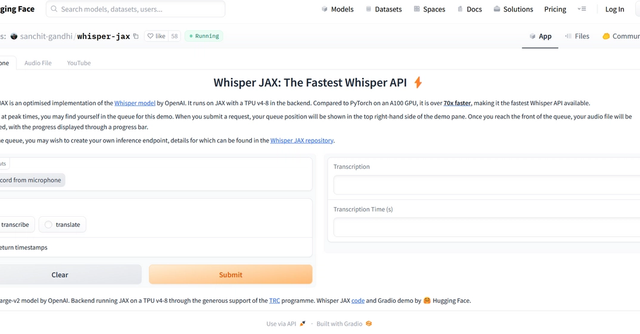 Whisper JAX - Optimised implementation of the Whisper model