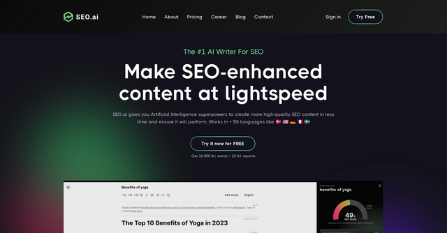 Seo.ai - Make SEO-enhanced content at lightspeed