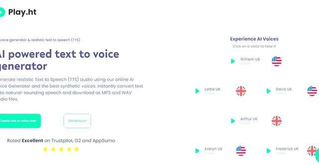 Play.ht - AI-powered Text to Speech (TTS) generator to create realistic audio files.