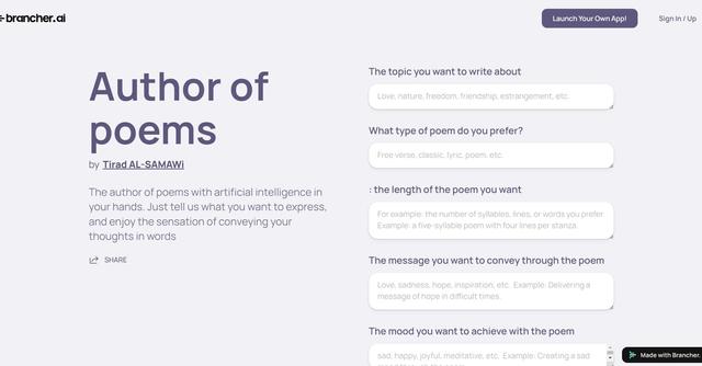 Author of poems - Generate Poems with GPT
