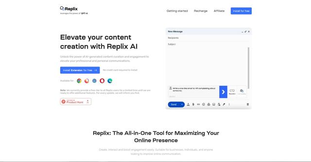 Replix - An AI-powered content generation tool that leverages GPT-3 technology to craft engaging, professional and social media content.