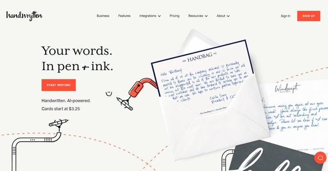 Handwrytten - Generated handwritten cards for personalized messages.