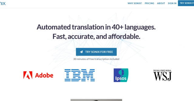 Sonix - Automated transcription in 38+ languages