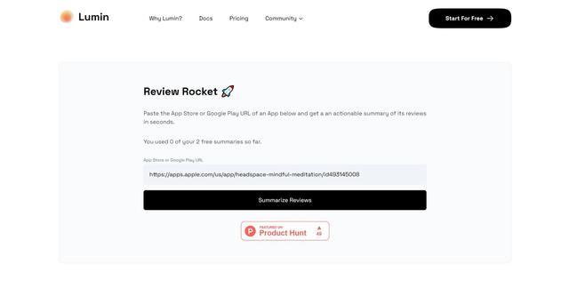 Review Rocket - Summarizes reviews for apps/companies.