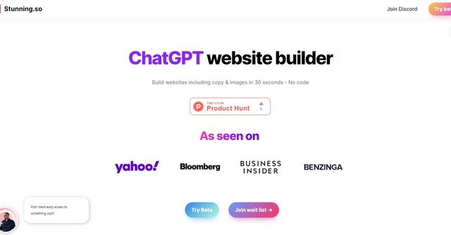Stunning - AI Website Builder including copy & even images in 30 seconds