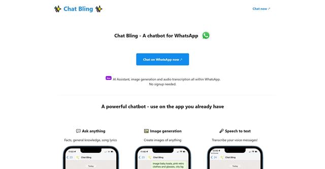 Chat Bling - WhatsApp Assistant for image, text, and voice.