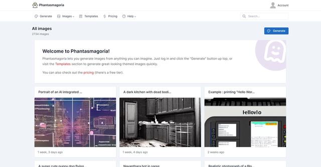 Phantasmagoria - Phantasmagoria is a image generating tool that allows users to create unique images from their own imaginations.