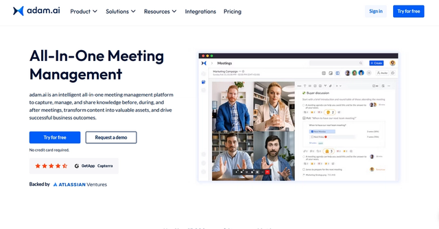 Adam.ai - All-in-one meeting platform powered by AI