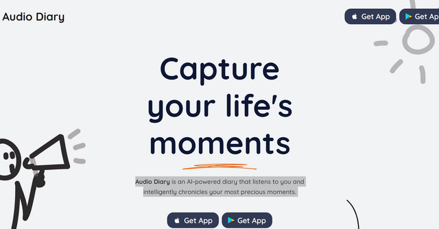 Audio Diary - Audio Diary is an AI-powered diary that listens to you and intelligently chronicles your most precious moments.