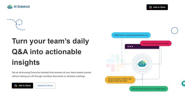 AI Sidekick - Enhance team productivity, morale, and prevent burnout within Slack.